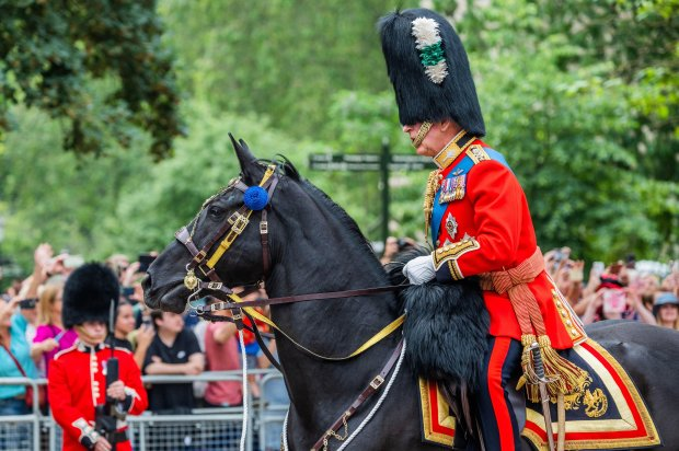 King Charles riding a horse at the Trooping the Colour celebration in 2023