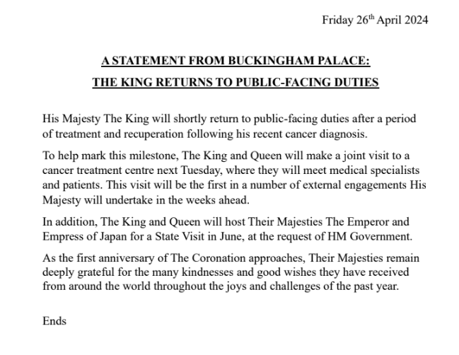 The Buckingham Palace statement in full