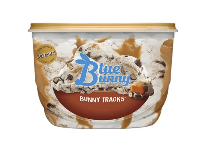 carton of Blue Bunny Ice Cream on a white background