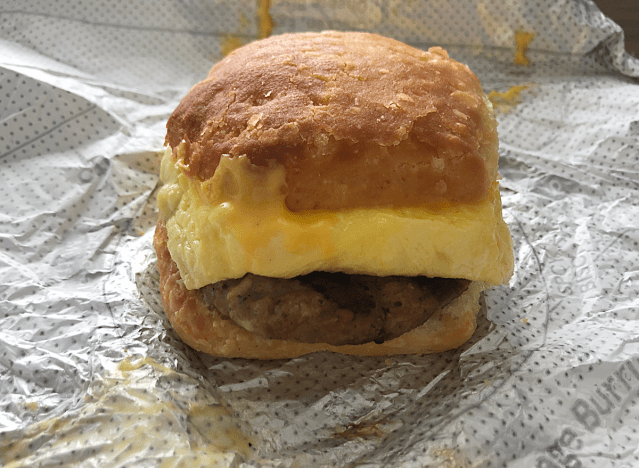a sausage egg and cheese biscuit