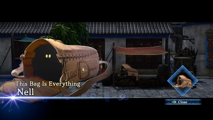 Eiyuden Chronicle: Hundred Heroes-Screenshot, der eine Charaktervorstellungsgrafik für Nell mit der Überschrift zeigt: 
