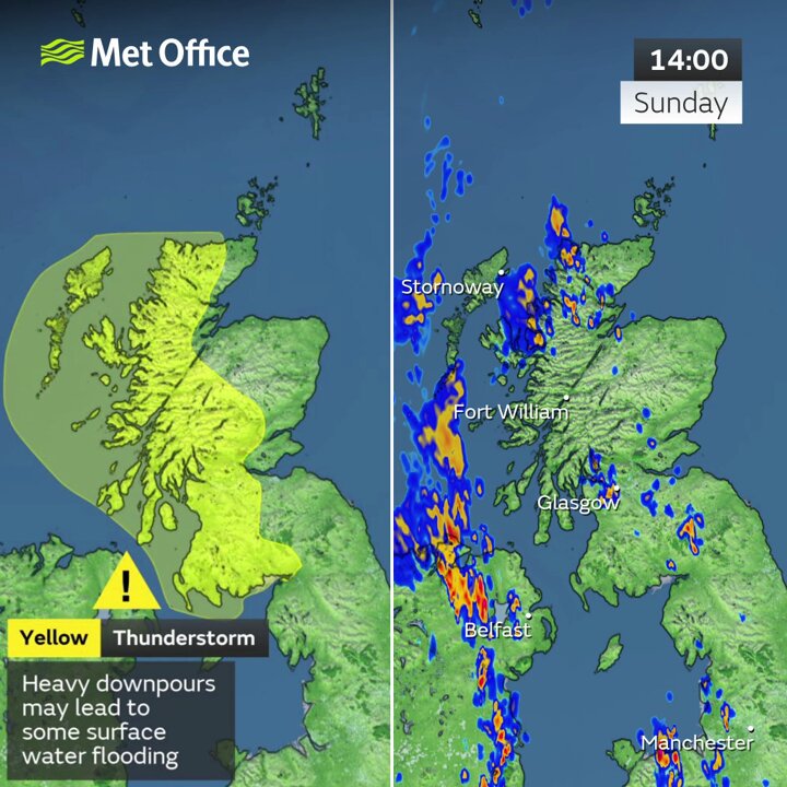 Das Met Office hat nun eine dritte Warnung vor Gewittern herausgegeben, die weite Teile Schottlands erfasst