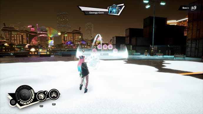 In einem Screenshot von Foamstars zielt Soa auf eine AoE-Fähigkeit ab.